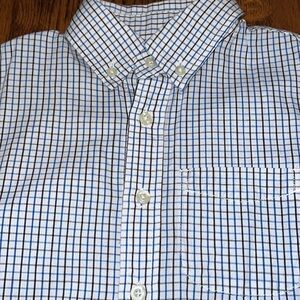 E-land kids boys long sleeved button down blue, black & white checkered Oxford